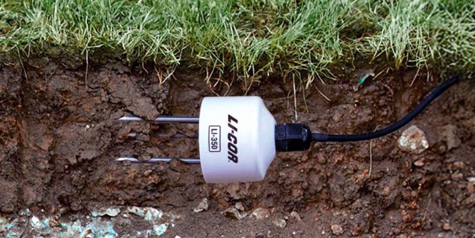 LI-350 inserted into soil