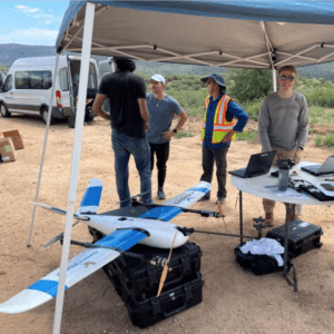 Censys Sentaero UAV equipped with a TriSonica Mini Wind and Weather Sensor being prepared for a flight.