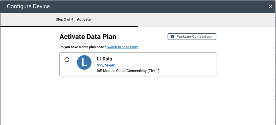 When activating a data plan, select one from the options.