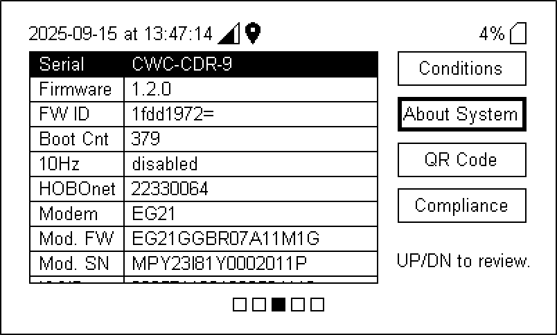 Firmware version is the second entry.