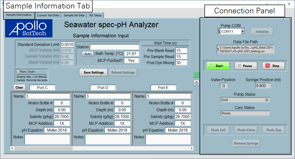 Samplie information tab